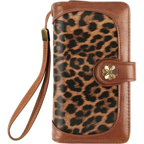 Handbags - Wallets for Women Multi Card Holder Brown Leopard